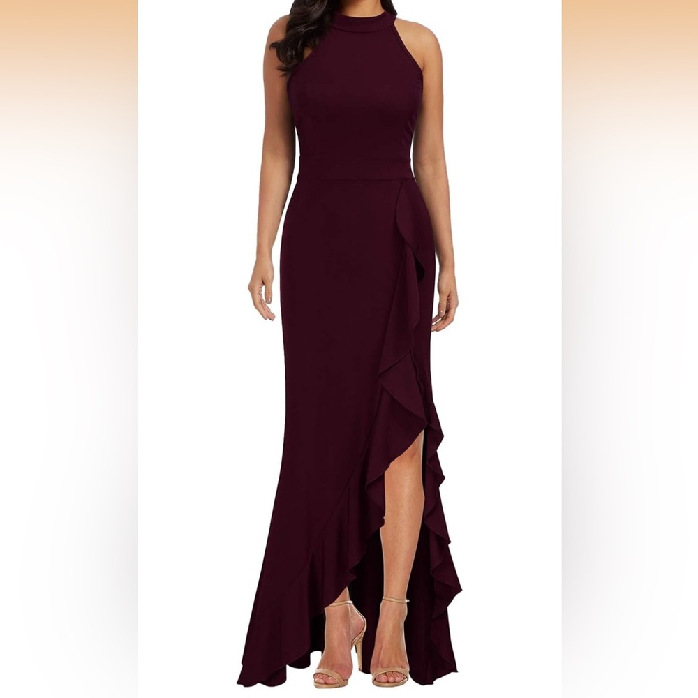 Elegant Burgundy Evening Gown